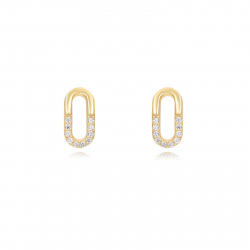 Silver Zircon Earrings Oval  Earrings - Zircon 9,5*5,5mm - Gold Plated and Rhodium Silver