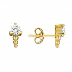Silver Zircon Earrings Earrings - White Zirconia - 7 * 4 mm - Gold Plated Silver and Rhodium Silver