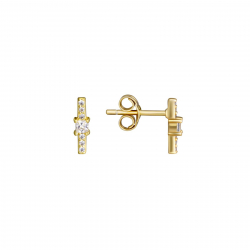 Silver Zircon Earrings Earrings - White Zirconia - 9 * 2,5 mm - Gold Plated Silver and Rhodium Silver