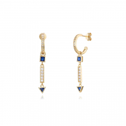 Silver Zircon Earrings Semi Hoop Earrings - Zirconia - 15 + 25 mm - Gold Plated