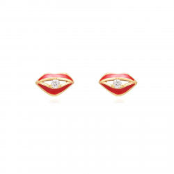 Pendiente Plata Circonita Pendientes Circonita Labios - Enamel 6*3,5 mm - Bañado Oro y Plata Rodiada