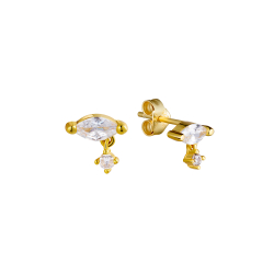 Pendiente Plata Circonita Pendientes Circonita - 7mm - Bañado oro y Plata Rodiada
