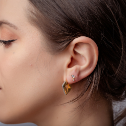Pendiente Plata Circonita Pendientes Circonita - 7mm - Bañado oro y Plata Rodiada