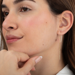 Pendiente Plata Circonita Pendiente Earcuff - Circonita 2*15 mm - Bañado Oro