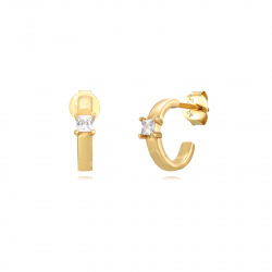 Pendiente Plata Circonita Pendientes Semi Aro - Circonita 2,5*2,5 mm - Bañado Oro