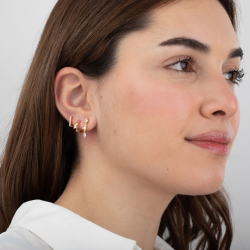 Pendiente Plata Circonita Pendientes Semi Aro - Circonita 2,5*2,5 mm - Bañado Oro