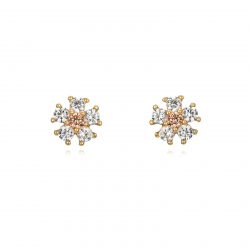 Pendiente Plata Circonita Pendientes Circonita - Flor 5,5 mm - Bañado Oro
