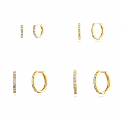 Silver Zircon Earrings Multi Zirconia Hoop Earrings - 12mm, 14mm, 16mm, 20mm Ext - Gold Plated