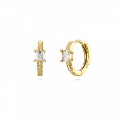 Pendiente Plata Circonita Pendientes Circonita - Aro Circonita 3 mm - Bañado Oro