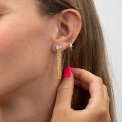 Pendiente Plata Circonita Pendientes Circonita - Aro Circonita 3 mm - Bañado Oro