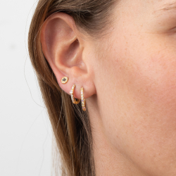 Pendiente Plata Circonita Pendientes Circonita - Aro 14 mm Lágrima - Bañado Oro - Circonita Blanca
