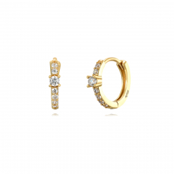 Pendiente Plata Circonita Pendientes Circonita - Aro 14 mm - Bañado Oro - Circonita Blanca
