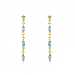 Silver Zircon Earrings Zirconia Long Earring - 30 mm - Gold Plated