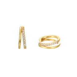 Pendiente Plata Circonita Pendiente Circonita - Earcuff 13 mm - Bañado Oro - Circonita Blanca