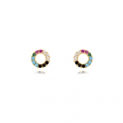 Pendiente Plata Circonita Pendientes Circonita - Circulo 6.5mm - Bañado Oro