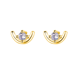 Pendiente Plata Circonita Pendientes Circonita - 3*5 mm - Plata Bañado Oro Y Plata Rodiada
