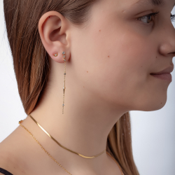 Pendiente Plata Circonita Pendientes Circonita - 3*5 mm - Plata Bañado Oro Y Plata Rodiada