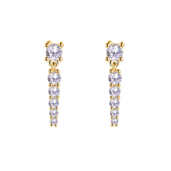 Pendiente Plata Circonita Pendientes Circonita - 15 mm - Plata Bañado Oro Y Plata Rodiada