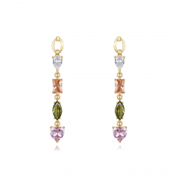 Boucles D'Oreilles Argent Zircone Boucles d'oreilles Cœur - Zircone - 44 mm - Dorure Or