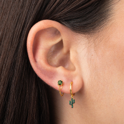 Pendiente Plata Circonita Pendientes Cadena - Circonita 3,5mm - Bañado Oro