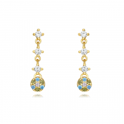 Silver Zircon Earrings Zirconia Earrings 18mm Gold Plated and Rhodium Silver