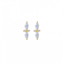 Ohrringe Silber Zirkonia Ohrringe - Zirkonia - 12 x 4,60 mm - Silber Vergoldet und rhodiniertes Silber