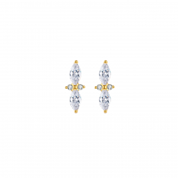 Pendiente Plata Circonita Pendientes - Circonita - 12*4,60mm - Plata Bañado Oro y Plata Rodiada