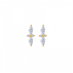 Boucles D'Oreilles Argent Zircone Boucles d'oreilles - Zircone - 12x4,60 mm - Argent Dorure Or et Argent Rhodié