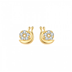 Pendiente Plata Circonita Pendientes Caracol - Circonita 6mm Bañado Oro y Plata Rodiada