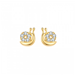 Silver Zircon Earrings Zirconia Earrings - Snail 6mm Gold Plated and Rhodium Silver