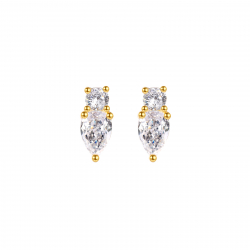 Pendiente Plata Circonita Pendientes Circonita 4*10mm Bañado Oro y Plata Rodiada