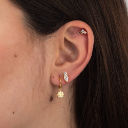 Pendiente Plata Circonita Pendientes Circonita 4*10mm Bañado Oro y Plata Rodiada