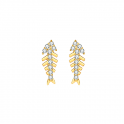 Pendiente Plata Circonita Pendientes Circonita - Raspa de pez 4*10mm - Bañado Oro y Plata Rodiada