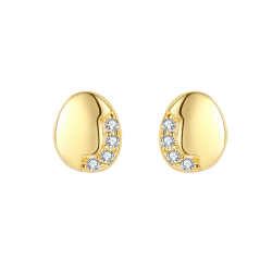 Ohrringe Silber Zirkonia Ohrringe Zirkonia - Eiförmig 6 mm - Vergoldet und rhodiniertes Silber