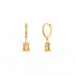 Silver Zircon Earrings Hoop Earrings - Ladybug 8mm - Gold Plated and Rhodium Plated