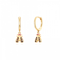 Silver Zircon Earrings Zirconia Earrings - Fly 6*6,5mm - Gold Plated and Rhodium Silver