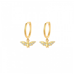 Silver Zircon Earrings Zirconia Earrings - Bats 11*5mm - Gold Plated and Rhodium Silver