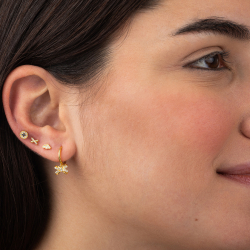 Pendiente Plata Circonita Pendientes Circonita Pajarita 8*4,5mm Bañado Oro y Plata Rodiada