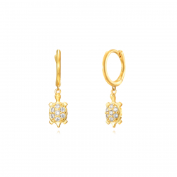  Pendientes Aro - Tortuga 10*5mm - Bañado Oro y Plata Rodiada