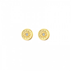 Pendiente Plata Circonita Pendientes Plata - Ojo 6mm - Bañado Oro y Plata Rodiada