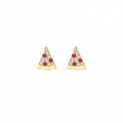 Pendiente Plata Circonita Pendientes Plata - Pizza 8mm - Bañado Oro
