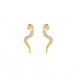 Silver Zircon Earrings Snake Earrings - Zirconia - 10mm - Silver Gold Plated and Rhodium Silver