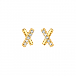 Silver Zircon Earrings Cross Earrings - Zirconia - 5mm - Silver Gold Plated and Rhodium Silver