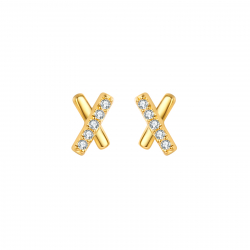 Pendiente Plata Circonita Pendientes Cross - Circonita - 5mm - Plata Bañado Oro y Plata Rodiada