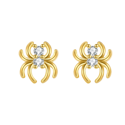 Silver Zircon Earrings Spider Earrings - Zirconia - 8*8,5mm - Silver Gold Plated and Rhodium Silver