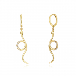 Pendiente Plata Circonita Pendientes Aro Serpiente - Circonita - 11 + 30 mm - Bañado Oro y Plata Rodiada