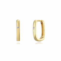 Pendiente Plata Circonita Pendientes Rectangulo - Circonita - 15 mm - Bañado Oro y Plata Rodiada