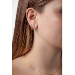 Pendiente Plata Circonita Pendientes Rectangulo - Circonita - 15 mm - Bañado Oro y Plata Rodiada