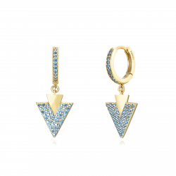 Pendiente Plata Circonita Pendientes Aro Triangulo - Circonita - 12 mm - Bañado Oro