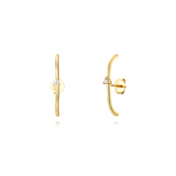 Silver Zircon Earrings Zirconia Earrings - 22 mm - Gold Plated and Rhodium Silver